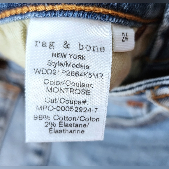 rag & bone NWT Nina High Rise Release Raw Skinny Jeans Montrose 24 Womens - Picture 13 of 16